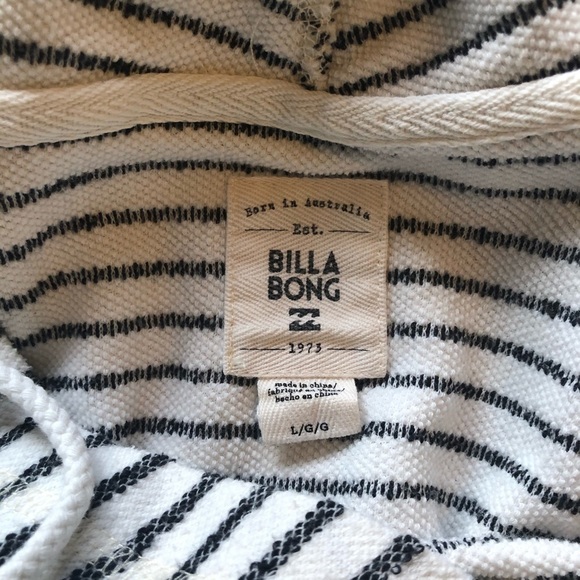 BILLABONG grey and white striped cotton hooded sweater large - Picture 5 of 8